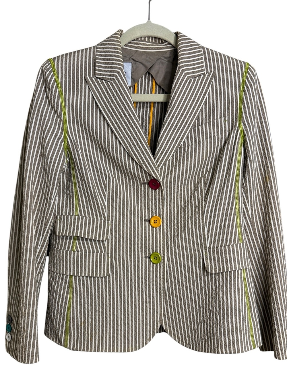 Moschino Vintage Cheap and Chic Striped Blazer Jacket in Beige - Picture 2 of 10